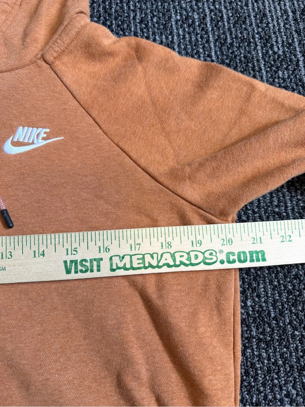 Nike Rust Orange Pullover Hoodie with Drawstring Small